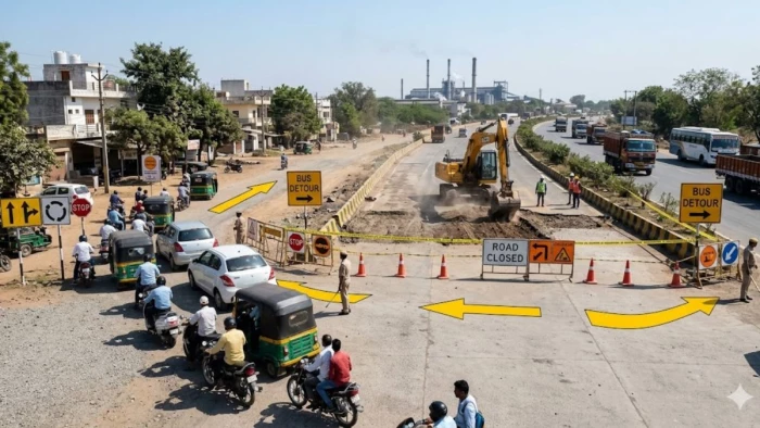 ग्वालियर में एजी पुल से विक्की फैक्ट्री तक सड़क निर्माण शुरू, एक माह रहेगा ट्रैफिक डायवर्जन; यात्रियों को अपनाने होंगे नए रूट