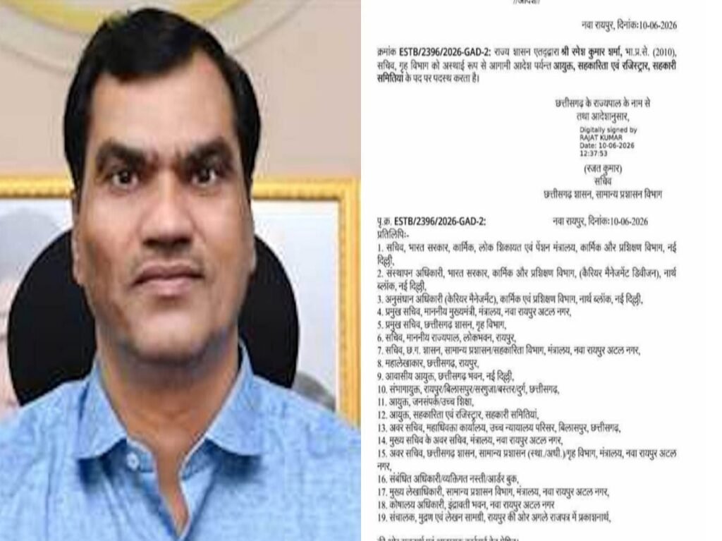 CG BREAKING: IAS रमेश कुमार को मिली नई जिम्मेदारी, सहकारिता एवं रजिस्ट्रार विभाग के आयुक्त नियुक्त