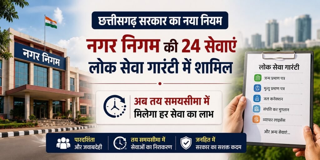 CG Lok Seva Guarantee Act: अब नहीं लगाने पड़ेंगे नगर निगम के चक्कर! 24 शहरी सेवाएं लोक सेवा गारंटी अधिनियम में शामिल