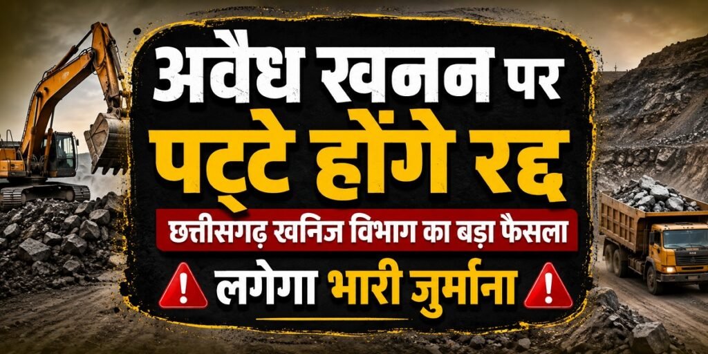 छत्तीसगढ़ खनिज विभाग का बड़ा फैसला – अवैध खनन करते पकड़े गए तो रद्द होगा पट्टा, लगेगा भारी जुर्माना