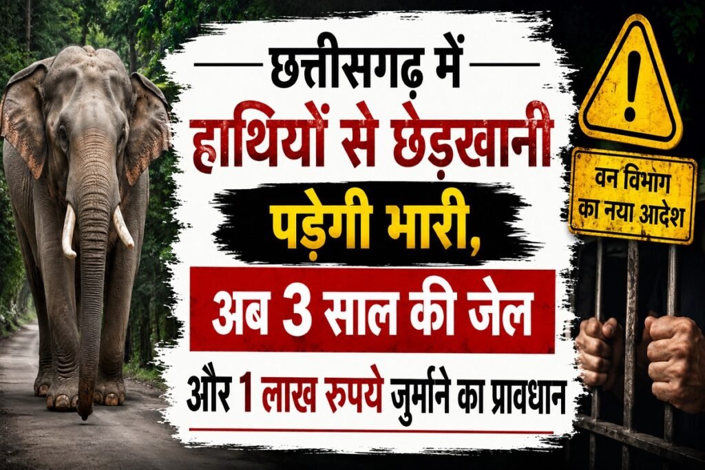 छत्तीसगढ़ में हाथियों से छेड़खानी पड़ेगी भारी, अब 3 साल की जेल और 1 लाख रुपये जुर्माने का प्रावधान