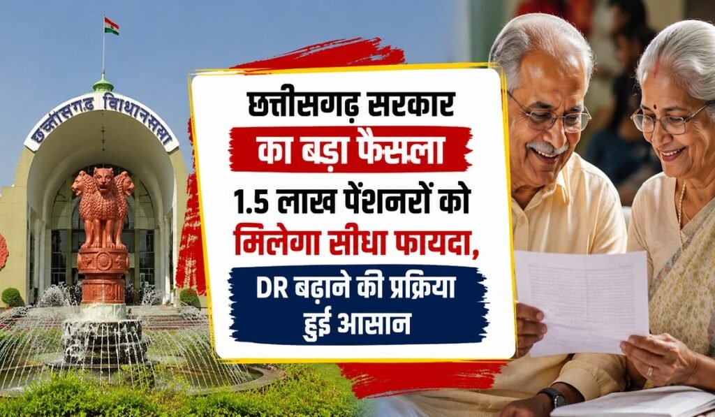 CG Pensioners News: छत्तीसगढ़ सरकार का बड़ा फैसला, 1.5 लाख पेंशनरों को मिलेगा सीधा फायदा, DR बढ़ाने की प्रक्रिया हुई आसान