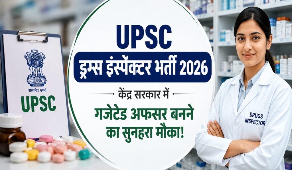 Sarkari Naukri 2026 : फार्मेसी और मेडिसिन ग्रेजुएट्स के लिए बड़ी खुशखबरी! UPSC ने निकाली 186 ड्रग्स इंस्पेक्टर भर्ती, जानें सैलरी और योग्यता