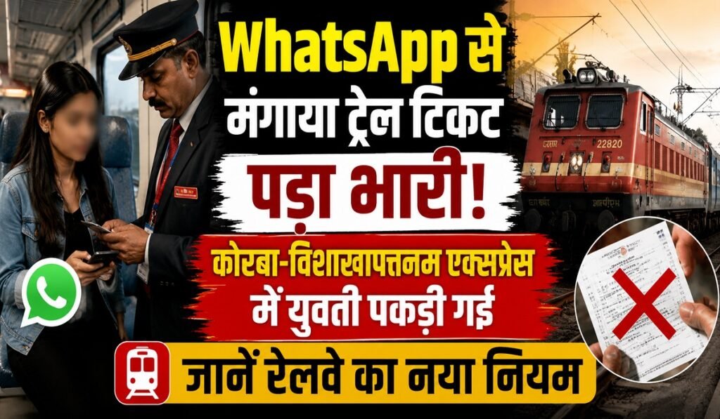 WhatsApp से मंगाया ट्रेन टिकट पड़ा भारी! कोरबा-विशाखापत्तनम एक्सप्रेस में युवती पकड़ी गई, जानें रेलवे का नया नियम