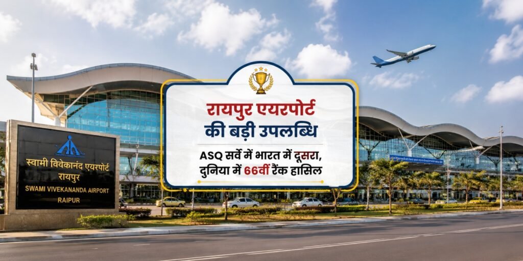 रायपुर एयरपोर्ट की बड़ी उपलब्धि: ASQ सर्वे में भारत में दूसरा, दुनिया में 66वीं रैंक हासिल