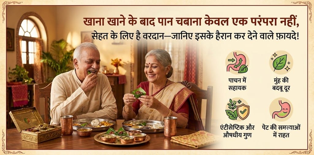 खाना खाने के बाद पान चबाना केवल एक परंपरा नहीं, सेहत के लिए है वरदान—जानिए इसके हैरान कर देने वाले फ़ायदे!