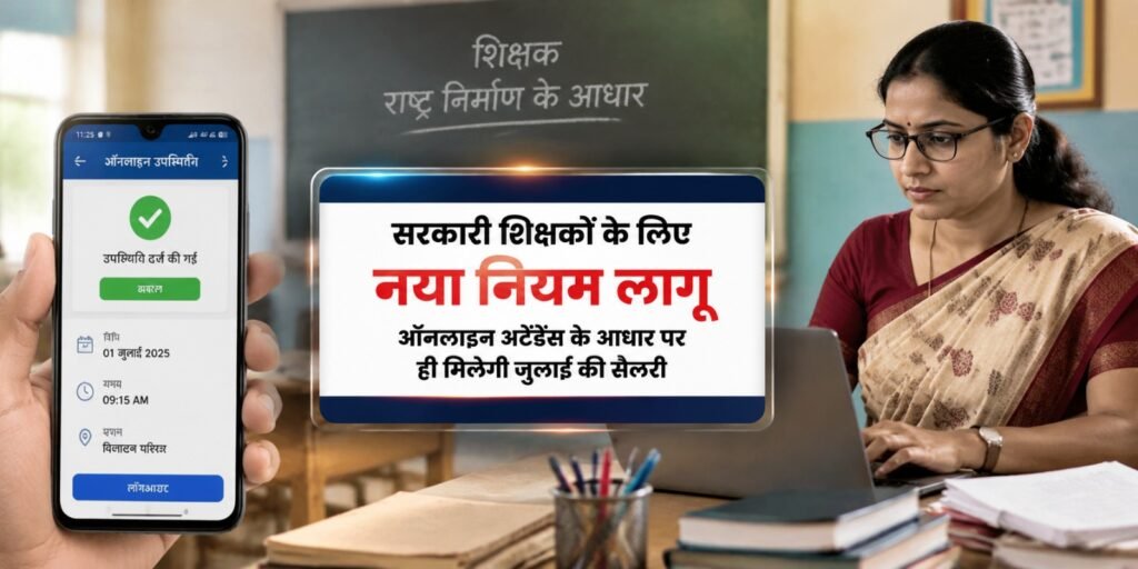 CG Teacher News: सरकारी शिक्षकों के लिए नया नियम लागू, ऑनलाइन अटेंडेंस के आधार पर ही मिलेगी जुलाई की सैलरी