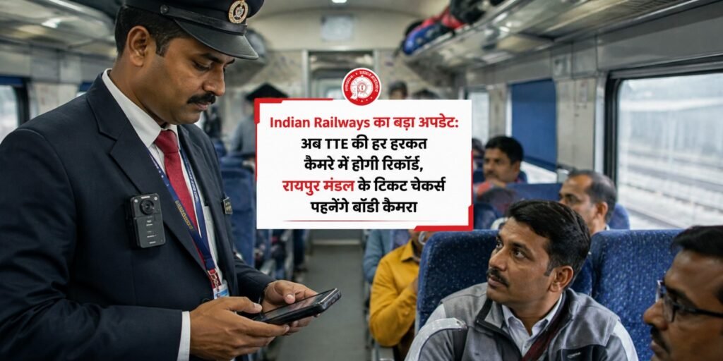Indian Railways का बड़ा अपडेट: अब TTE की हर हरकत कैमरे में होगी रिकॉर्ड, रायपुर मंडल के टिकट चेकर्स पहनेंगे बॉडी कैमरा
