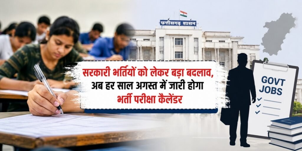 CG Govt Jobs New Rules: सरकारी भर्तियों को लेकर बड़ा बदलाव, अब हर साल अगस्त में जारी होगा भर्ती परीक्षा कैलेंडर