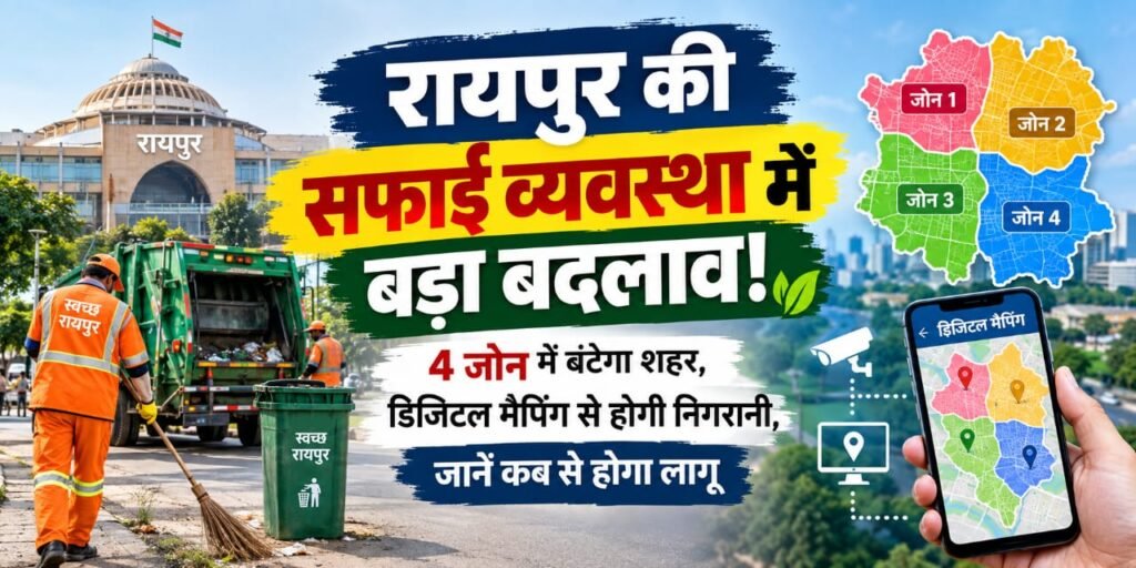 रायपुर की सफाई व्यवस्था में बड़ा बदलाव! 4 जोन में बंटेगा शहर, डिजिटल मैपिंग से होगी निगरानी, जानें कब से होगा लागू
