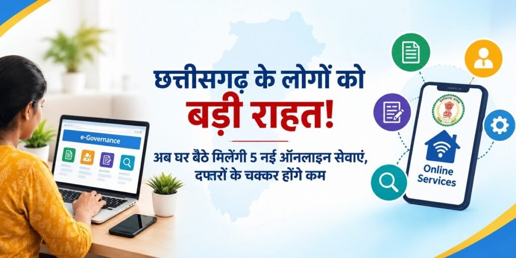 छत्तीसगढ़ के लोगों को बड़ी राहत! अब घर बैठे मिलेंगी 5 नई ऑनलाइन सेवाएं, दफ्तरों के चक्कर होंगे कम
