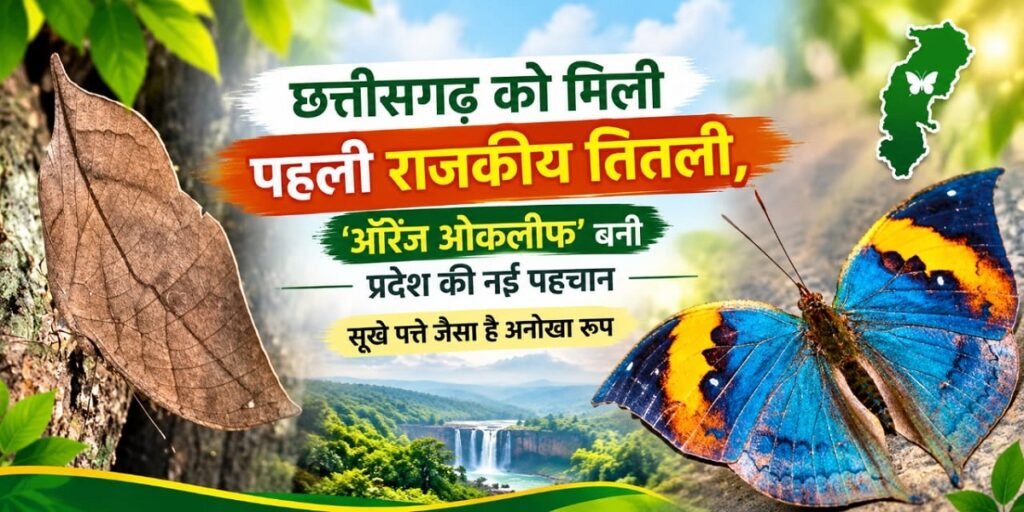 छत्तीसगढ़ को मिली पहली राजकीय तितली, ‘ऑरेंज ओकलीफ’ बनी प्रदेश की नई पहचान, सूखे पत्ते जैसा है अनोखा रूप