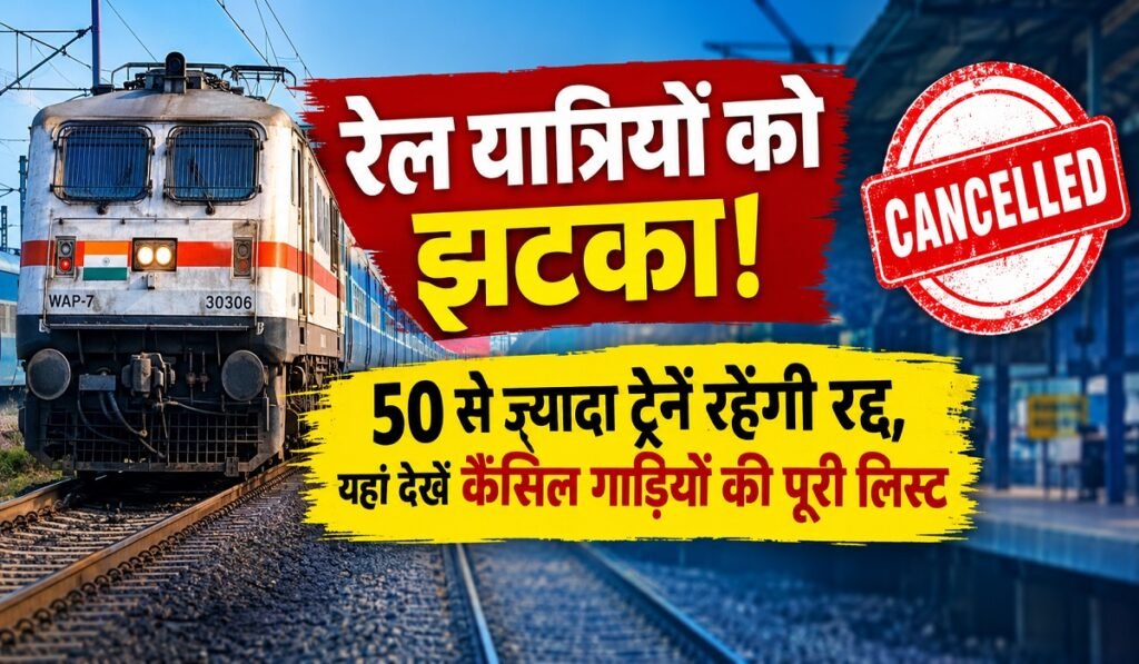 Trains Cancelled: रेल यात्रियों को झटका! 50 से ज्यादा ट्रेनें रहेंगी रद्द, यहां देखें कैंसिल गाड़ियों की पूरी लिस्ट