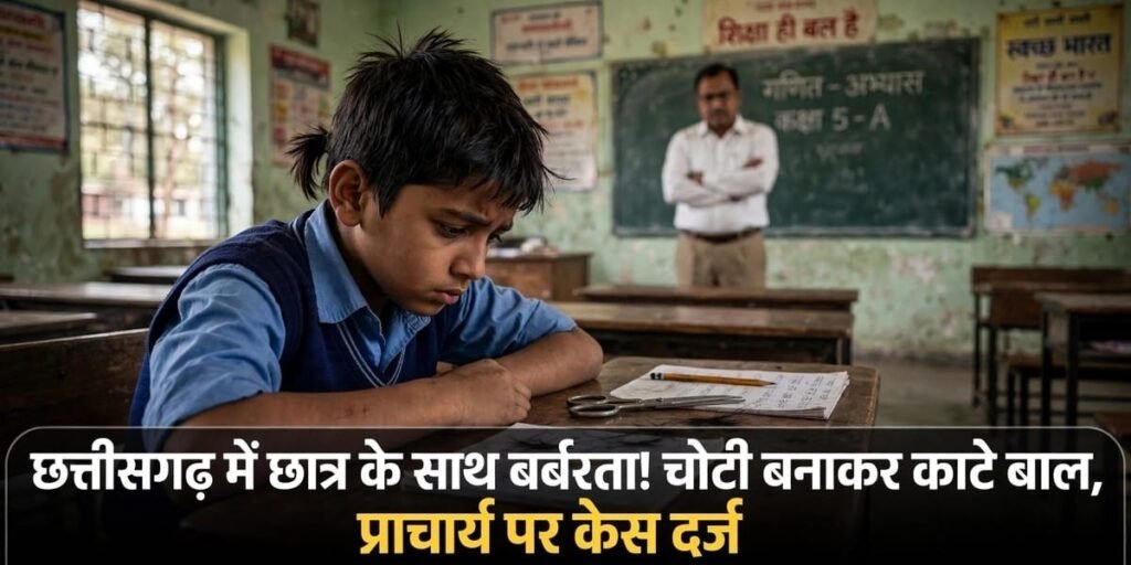 छत्तीसगढ़ में छात्र के साथ बर्बरता! चोटी बनाकर काटे बाल, प्राचार्य पर केस दर्ज