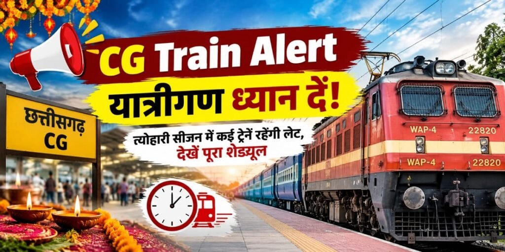 CG Train Alert: यात्रीगण ध्यान दें! त्योहारी सीजन में कई ट्रेनें रहेंगी लेट, देखें पूरा शेड्यूल
